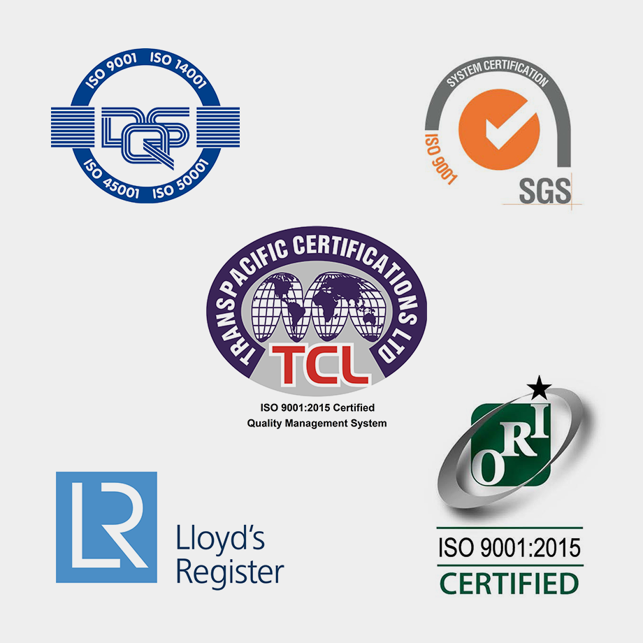 Five certification logos